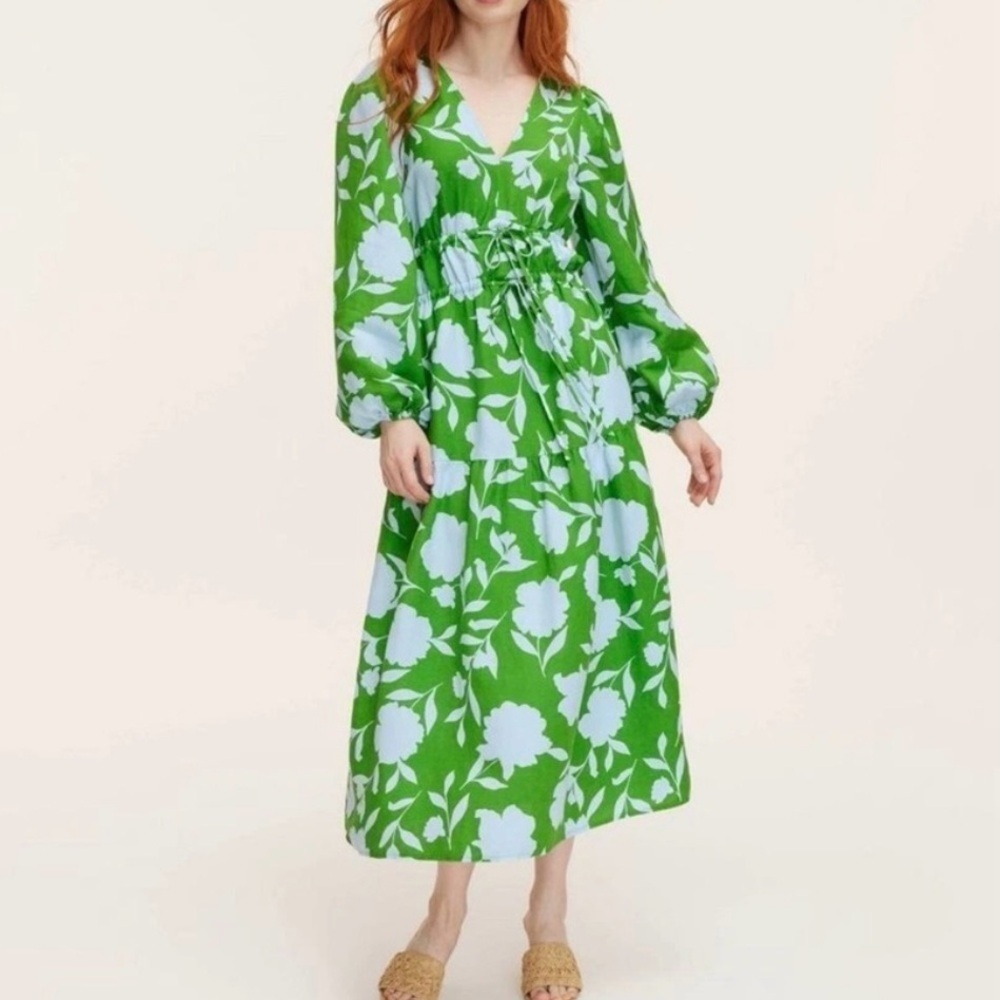 NWT Kate Spade x Target Classic Rose Linen Blend Maxi Dress Size S Pockets Green - Picture 3 of 13